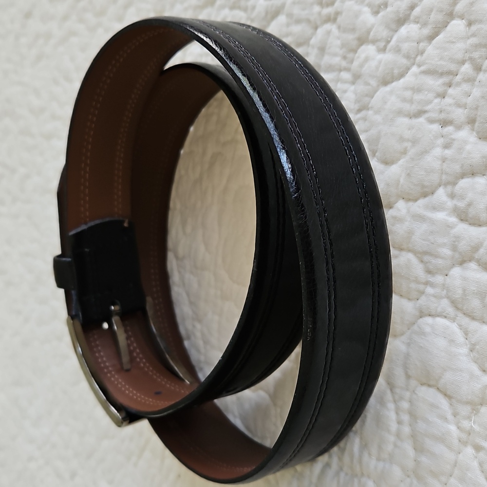 BOSCA Men's Black Leather Dress Belt Sz 36 - Picture 3 of 13